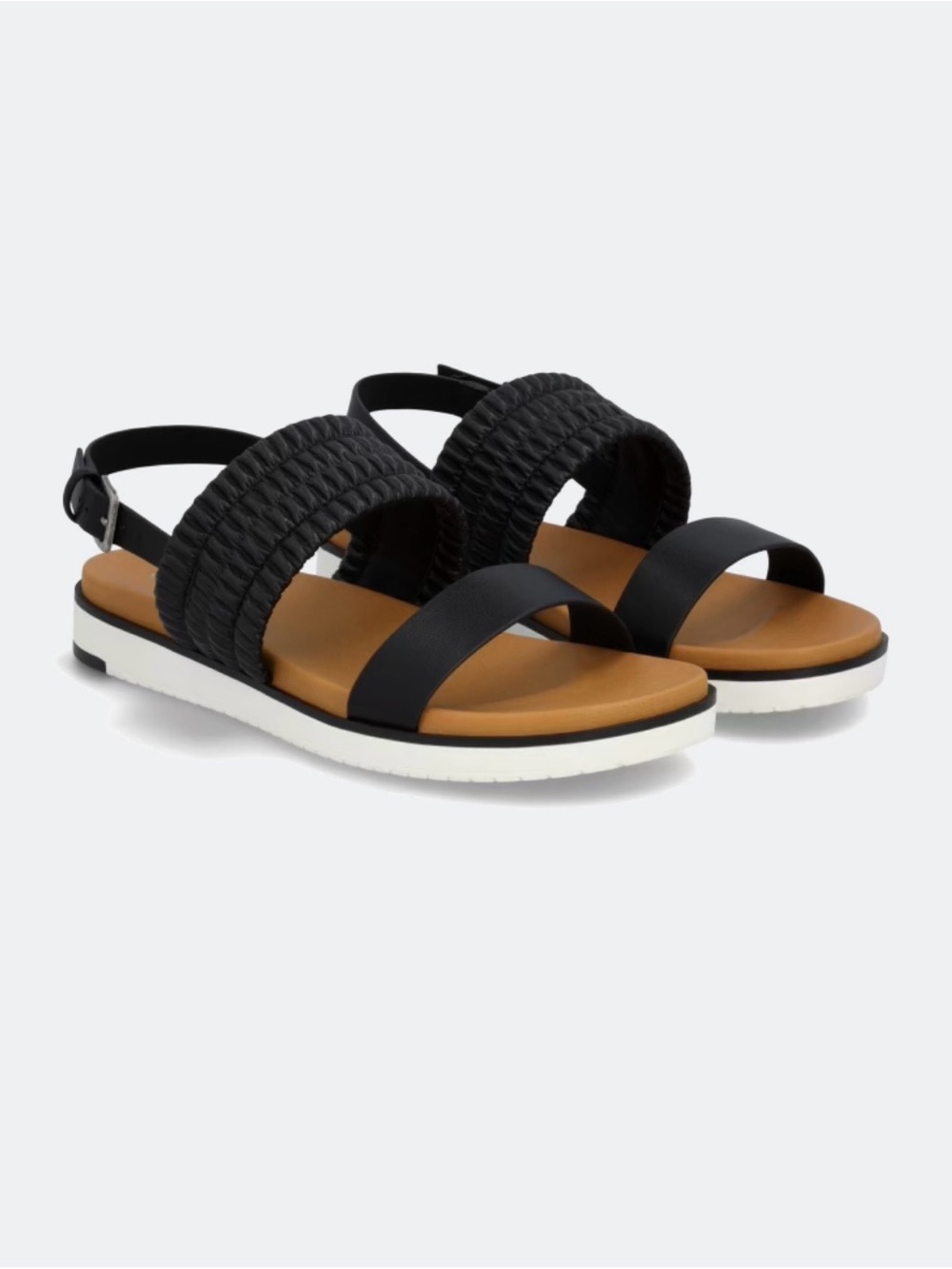 Market & Spruce Black and Tan Woven Strap Slingback Sandals